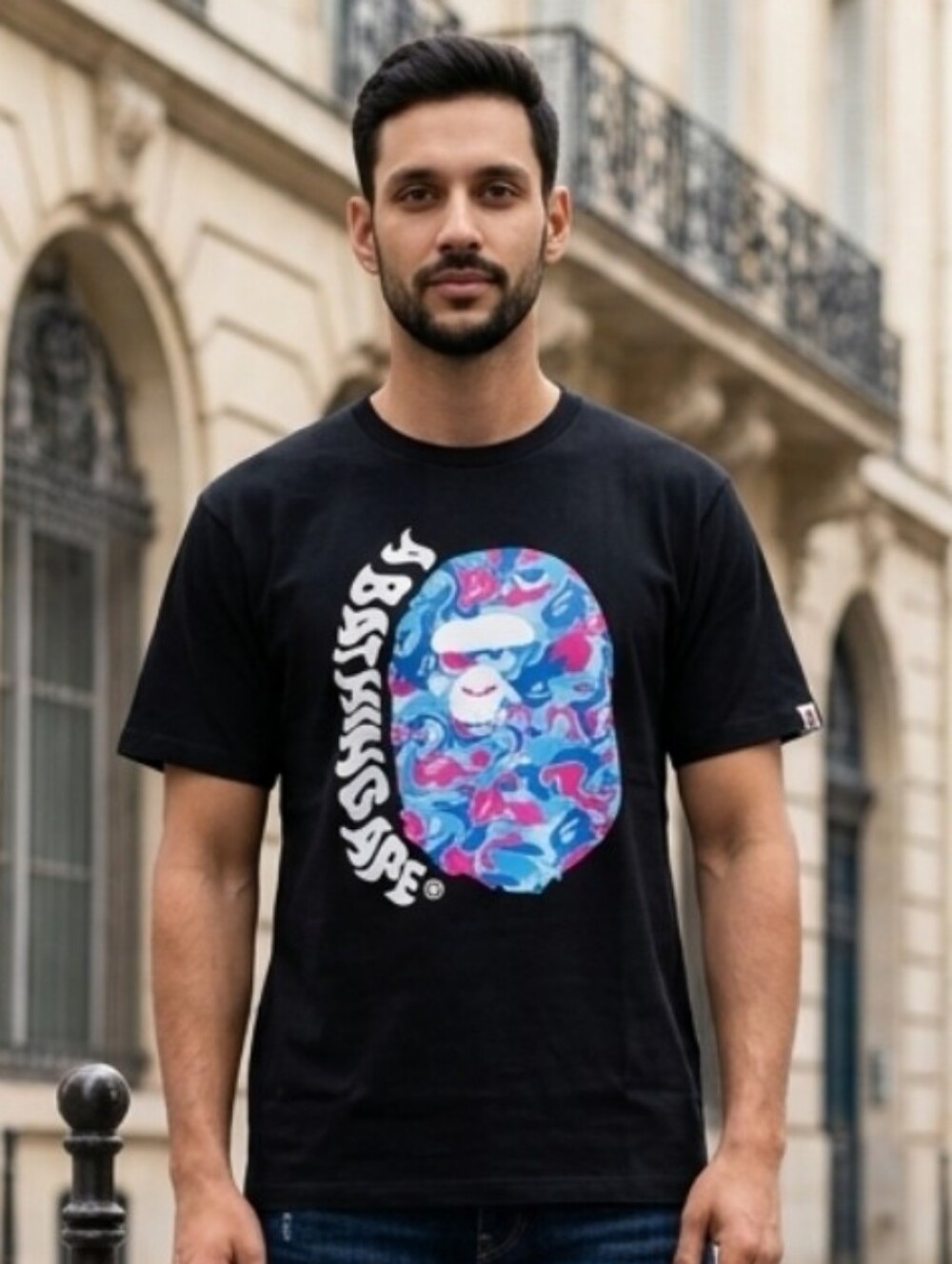 A Bathing Ape Marble Camo Ape Head Tee